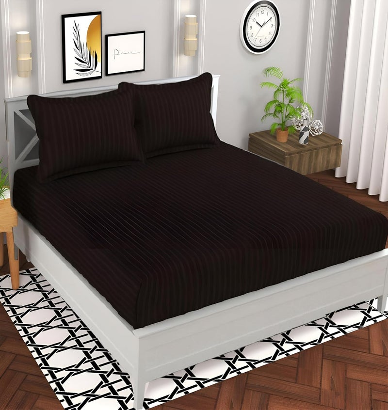 STARNSTYLE ستارنسستايل 220 شراشف مزدوجة من قطن جلاسيه مع 2 غطاء وسادة - بني - Image 1